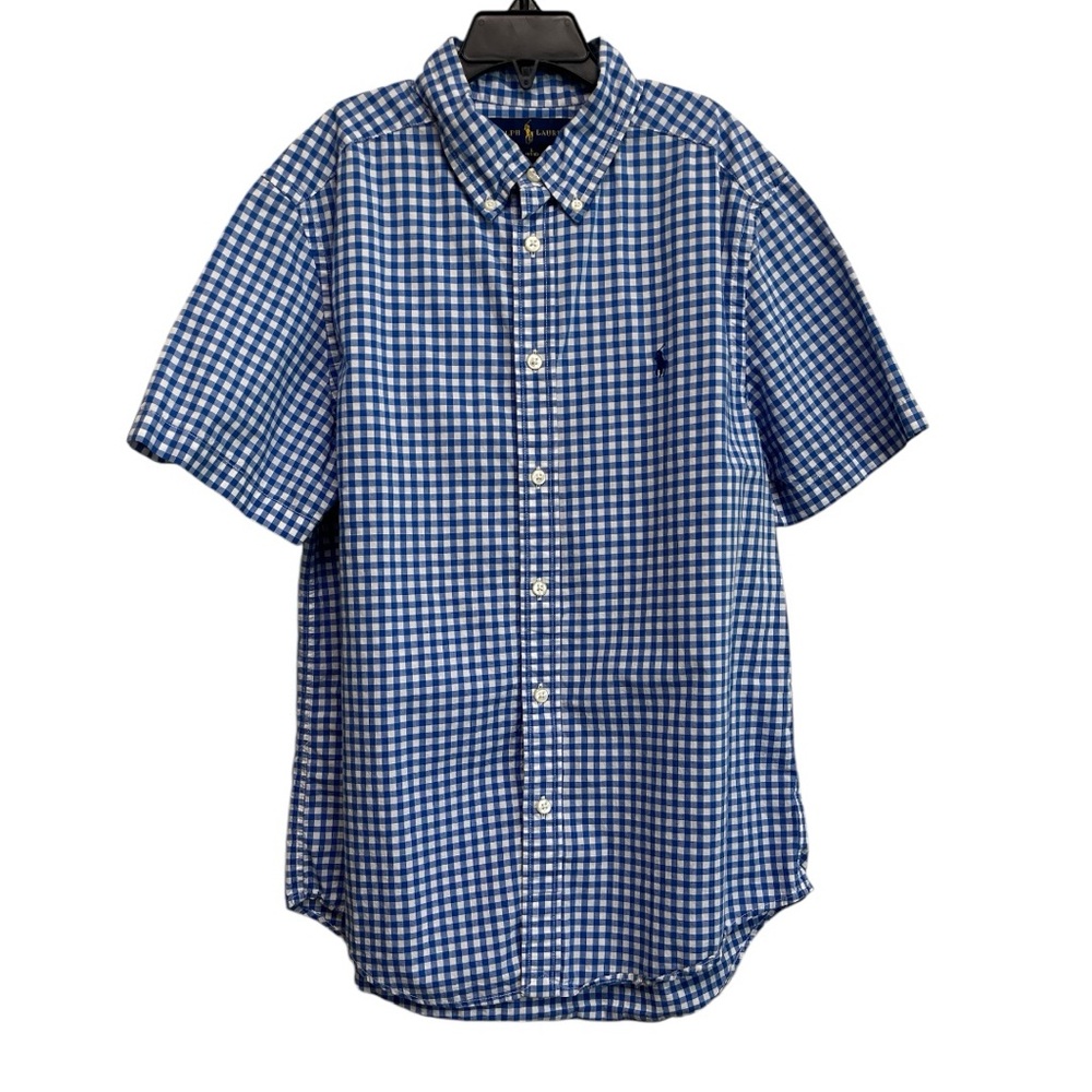 Ralph Lauren Blue Casual Cotton Button Down Shirt, Boys Sz L 14/16